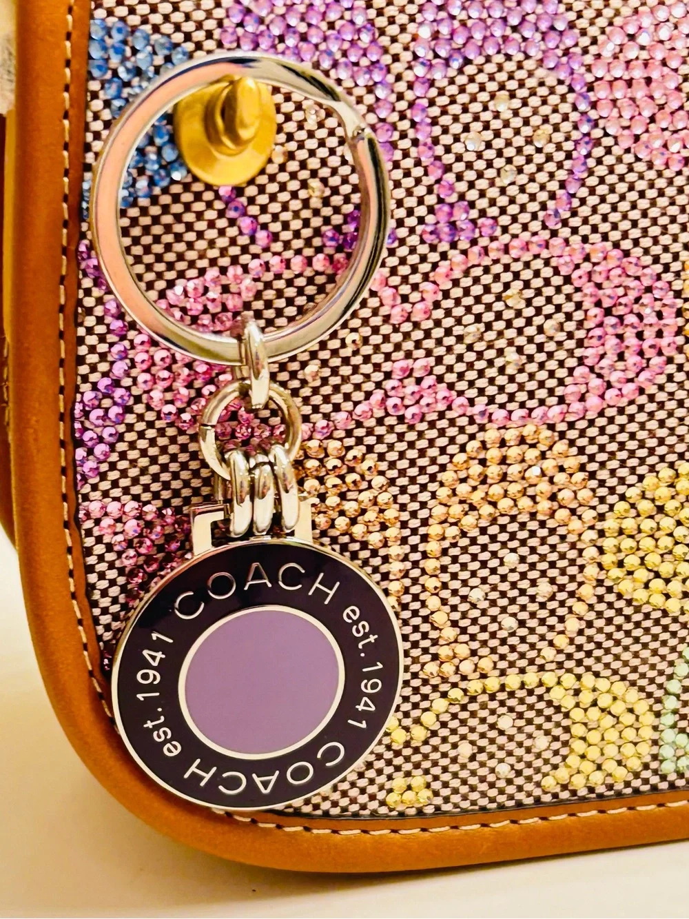 RARE Coach Y2K Est. 1941 Purple & Navy Blue Enamel Keychain/ Bag charm